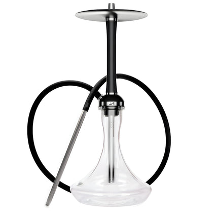 ML Clan Hookah Black Edition with clear glass base and stainless steel parts