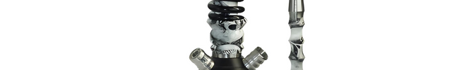 Mamay Customs Mini Hookah with Black and White Skull Design, Stainless Steel Build
