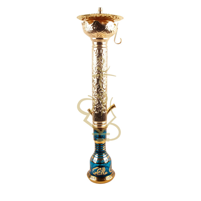 Khalil Mamoon Ice Dana Gold Hookah, full view, elegant gold and blue design