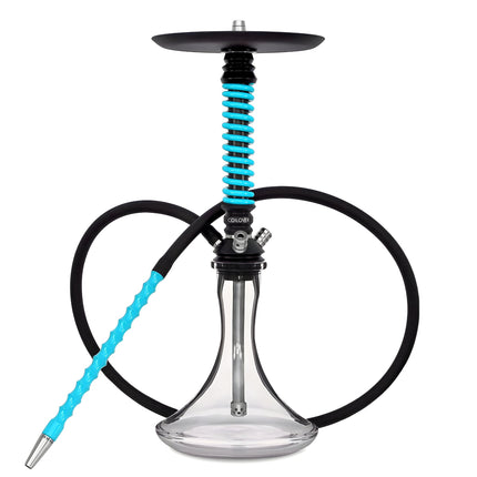 Mamay Customs Mini Hookah with Black and Blue Coilover Design, Premium Russian Hookah
