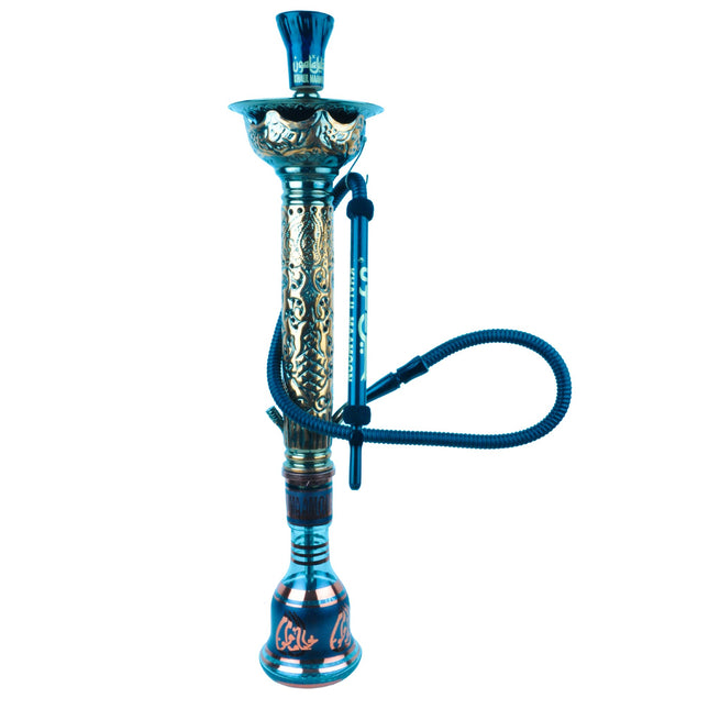 Full view of the Khalil Mamoon Ice Dana Black Oxide Shisha showcasing its ornate design