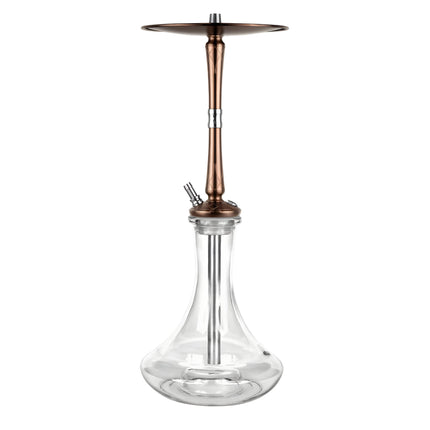 Full view of the Hoob Go On Bronze Hookah with glass base and bronze stem
