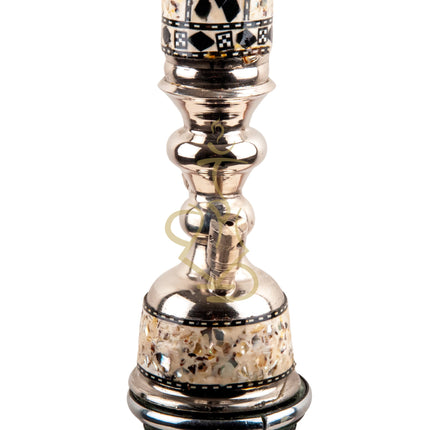 Detailed view of the ornate stem of the Khalil Mamoon OMDA SADAF Ice Hookah