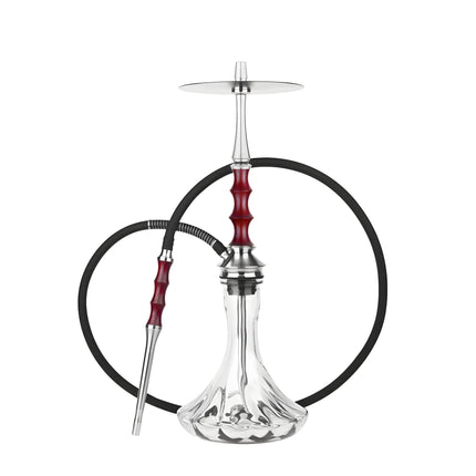 Full view of Japona Satori Cherry hookah with stainless steel and wood
