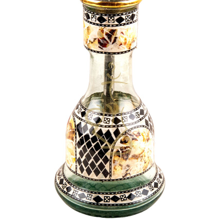 Close-up of the hand-painted base of the Khalil Mamoon Gold Ball Sadaf Hookah