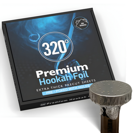 Hookah Setup with 320 Premium Pre-Cut Foil Sheets Pre-Poked
