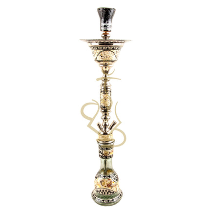 Glass base of Khalil Mamoon OMDA SADAF Ice Hookah with decorative patterns