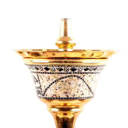 Side view of the Khalil Mamoon Gold Ball Sadaf Hookah showcasing its elegant design