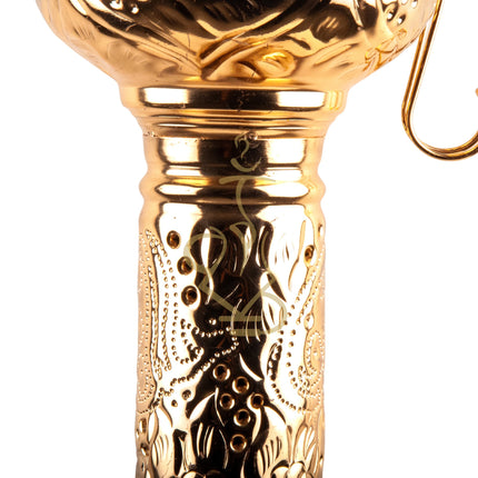 Detailed view of the neck on Khalil Mamoon Ice Dana Gold Hookah, gold finish