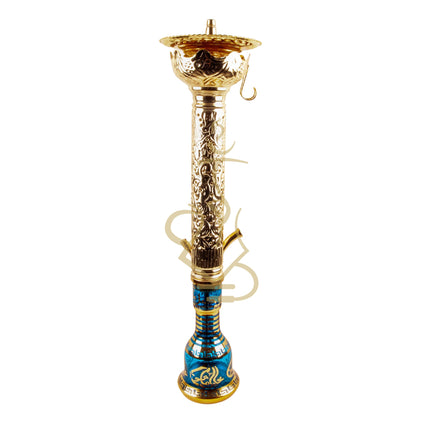 Mouthpiece section of Khalil Mamoon Ice Dana Gold Hookah, gold and blue colours