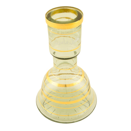 Front view of the glass base showcasing the gold design