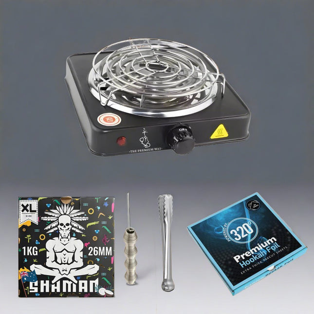 The Premium Way - Ultimate Shisha Setup Bundle: Burner, Coals, & Accessories - The Premium Way