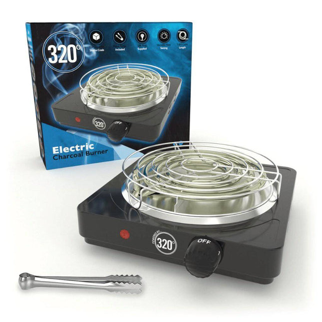 320° - 320º Electric Charcoal Burner Set: 1000W with Grid & Tongs - The Premium Way