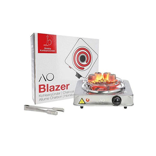 AO - AO Blazer Stainless Steel Electric Shisha Charcoal Burner 1000W & Tongs - The Premium Way